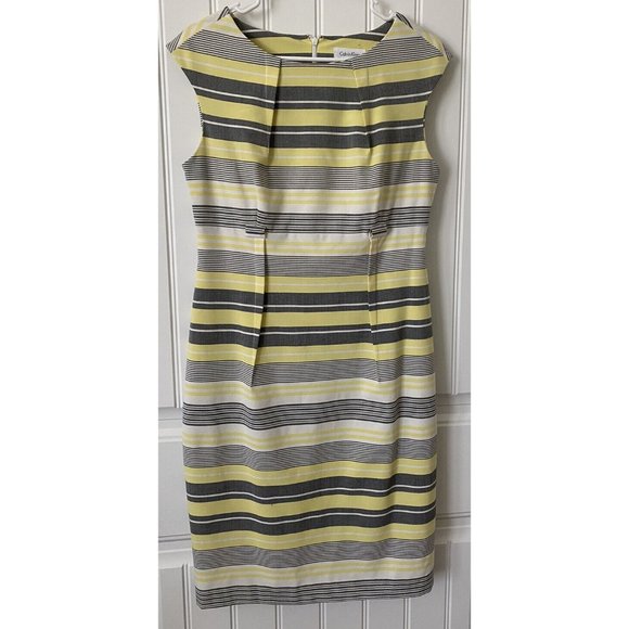 Calvin Klein Sleeveless Shift Striped Dress with Back Zipper Lined Womens Size 8 - Picture 1 of 12